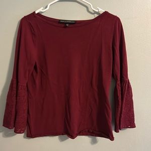 Burgundy top with lace sleeves